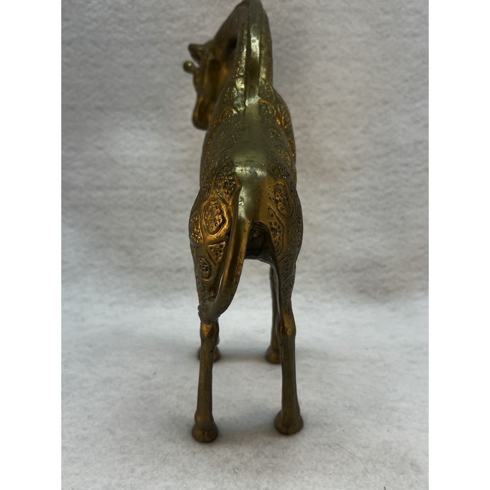 Brass African Giraffe Figurine Statue Solid 9" Tall MCM- Heavy - Picture 4 of 7